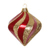 Vickerman M133286 6'' Red And Gold Candy/Glitter Swirl Diamond Christmas Ornament