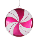 Vickerman M153309 6" Cerise-White Swirl Flat Candy Christmas Ornament
