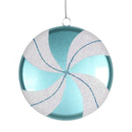 Vickerman M153312 6" Teal-White Swirl Flat Candy Christmas Ornament