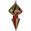 Vickerman M153503 12" Red And Lime Striped Shiny Diamond Finial Ornament With Glitter Accents