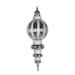Vickerman M163507 35" Silver Shiny Finial Ornament With Glitter Accents