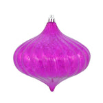 Vickerman M165770 6" Magenta Shiny Mercury Finish Plastic Shatterproof Onion 4 To A Bag 1 Year Christmas Seasonal Warranty