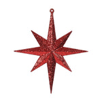 Vickerman M167203 8" Red Iridescent Glitter Bethlehem Star Christmas Ornament 4 Per Box