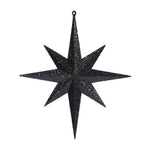 Vickerman M167417 12" Black Iridescent Glitter Bethlehem Star Christmas Ornament 2 Per Box