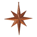 Vickerman M167418 12" Burnished Orange Iridescent Glitter Bethlehem Star Christmas Ornament 2 Per Box