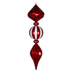 Vickerman M180102 39" Red Candy Swirl Finial Ornament With White Glitter Accents
