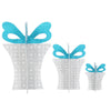 Vickerman M183912 9-16-22" Silver/White/Turquoise Foam Gift Set Of 3