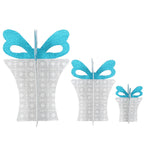 Vickerman M183912 9-16-22" Silver/White/Turquoise Foam Gift Set Of 3