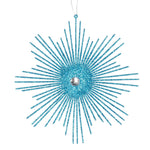 Vickerman M184512 6.5" Turquoise Snowflake Burst Glitter Christmas Ornament 6 Per Bag