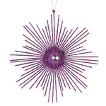 Vickerman M184526 6.5" Plum Snowflake Burst Glitter Christmas Ornament 6 Per Bag