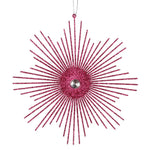 Vickerman M184570 6.5" Fuchsia Snowflake Burst Glitter Christmas Ornament 6 Per Bag