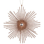 Vickerman M184576 6.5" Mocha Snowflake Burst Glitter Christmas Ornament 6 Per Bag