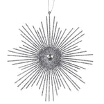 Vickerman M184587 6.5" Pewter Snowflake Burst Glitter Christmas Ornament 6 Per Bag