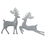Vickerman M186711 6" White Glitter Deer Christmas Ornament Set 6 Per Bag