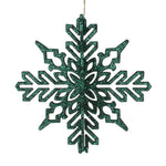 Vickerman M187324 6" Emerald 3D Glitter Snowflake Christmas Ornament Set Of 3