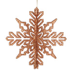 Vickerman M187358 6" Rose Gold 3D Glitter Snowflake Christmas Ornament Set Of 3