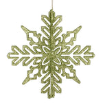 Vickerman M187373 6" Lime 3D Glitter Snowflake Christmas Ornament Set Of 3