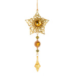 Vickerman M189238 6.5" Champagne Jewel Metal Star With Dangle Christmas Ornament
