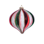 Vickerman MC190245 6" Red Green Clear Stripe Onion Christmas Ornament Pack Of 2