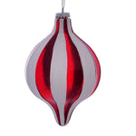 Vickerman MC190323 7.5" Red White Stripe Drop Christmas Ornament Pack Of 2