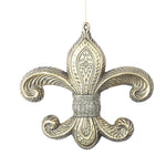 Vickerman MC193708 7.3" Gold Antique Fleur-De-Lis Christmas Ornament Pack Of 2