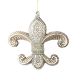 Vickerman MC193738 7.3" Champagne Antique Fleur-De-Lis Christmas Ornament Pack Of 2