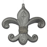 Vickerman MC193784 7.3" Gunmetal Antique Fleur-De-Lis Christmas Ornament Pack Of 2