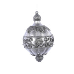 Vickerman MC194284 6.5" Gunmetal Antique Leaf Scroll Drop Christmas Ornament Set Of 3