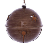 Vickerman MC198291 4.75" Brown Wood Grain Bell Christmas Ornament Set Of 4