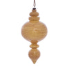 Vickerman MC198590 9" Tan Wood Grain Rounded Finial Ornament Pack Of 3