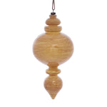 Vickerman MC198590 9" Tan Wood Grain Rounded Finial Ornament Pack Of 3