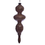 Vickerman MC198691 14" Brown Wood Grain Bubble Finial Ornament Pack Of 3