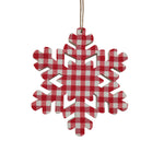 Vickerman MC211503 7" Red And White Plaid Snowflake Christmas Ornament 6 Pieces Per Bag