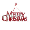 Vickerman MC211703 13" Red And White Plaid Merry Christmas Christmas Ornament 3 Pieces Per Bag