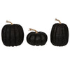Vickerman MC225717 8" Black Pumpkins Set Of 3. Three Pieces Assorted Fabric Pumpkin With Polystyrene Inner.