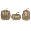 Vickerman MC225738 8" Champagne Pumpkins Set Of 3. Three Pieces Assorted Fabric Pumpkin With Polystyrene Inner.