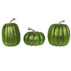 Vickerman MC225773 8" Lime Pumpkins Set Of 3. Three Pieces Assorted Fabric Pumpkin With Polystyrene Inner.