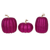 Vickerman MC225779 8" Pink Pumpkins Set Of 3. Three Pieces Assorted Fabric Pumpkin With Polystyrene Inner.