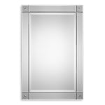 Beveled Wall Mirror 36"H Silver Metal Contemporary Frameless Decorative Corner Design by One Pixie Street