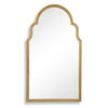 Arched mirror with a wooden frame on a white background
