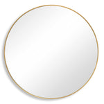Brushed Gold Round Wall Mirror 34"H Aluminum Frame Decorative Mirror Decor by Pixie Street