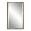 Rectangular mirror with a textured gold frame on a white background