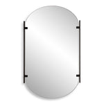Modern Pill Shaped Wall Mirror 38" H Satin Black Metal Contemporary Vanity Mirror by One Pixie Street