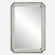 Uttermost 09927 Cortona Antiqued Silver Vanity Mirror with Beveled Side Panels