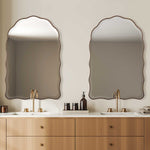 Modern Arch Scalloped Wall Mirror 36" H Antique Bronze Gold MDF Decorative Mirror by One Pixie Street