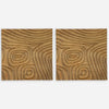 Uttermost 04357 Set Of 2 Channels Wood Wall Decor Brown with Dimensional Hand Carved Panels