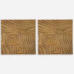 Uttermost 04357 Set Of 2 Channels Wood Wall Decor Brown with Dimensional Hand Carved Panels