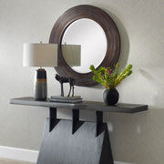 Uttermost 08178 Dutton Dark Walnut Round Mirror with Layered Bamboo Frame