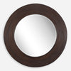 Uttermost 08178 Dutton Dark Walnut Round Mirror with Layered Bamboo Frame