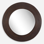Uttermost 08178 Dutton Dark Walnut Round Mirror with Layered Bamboo Frame